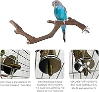 Vista 3 de 5 piezas de soporte de madera natural para loros, 3 perchas de madera de uva, 2 soportes, tenedor de pata de molienda, periquito, ramas