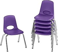 Vista 17 de Factory Direct Partners 10367-BL Silla escolar apilable de 16 pulgadas, asiento apilable para estudiantes con patas de acero cromado y rodamientos
