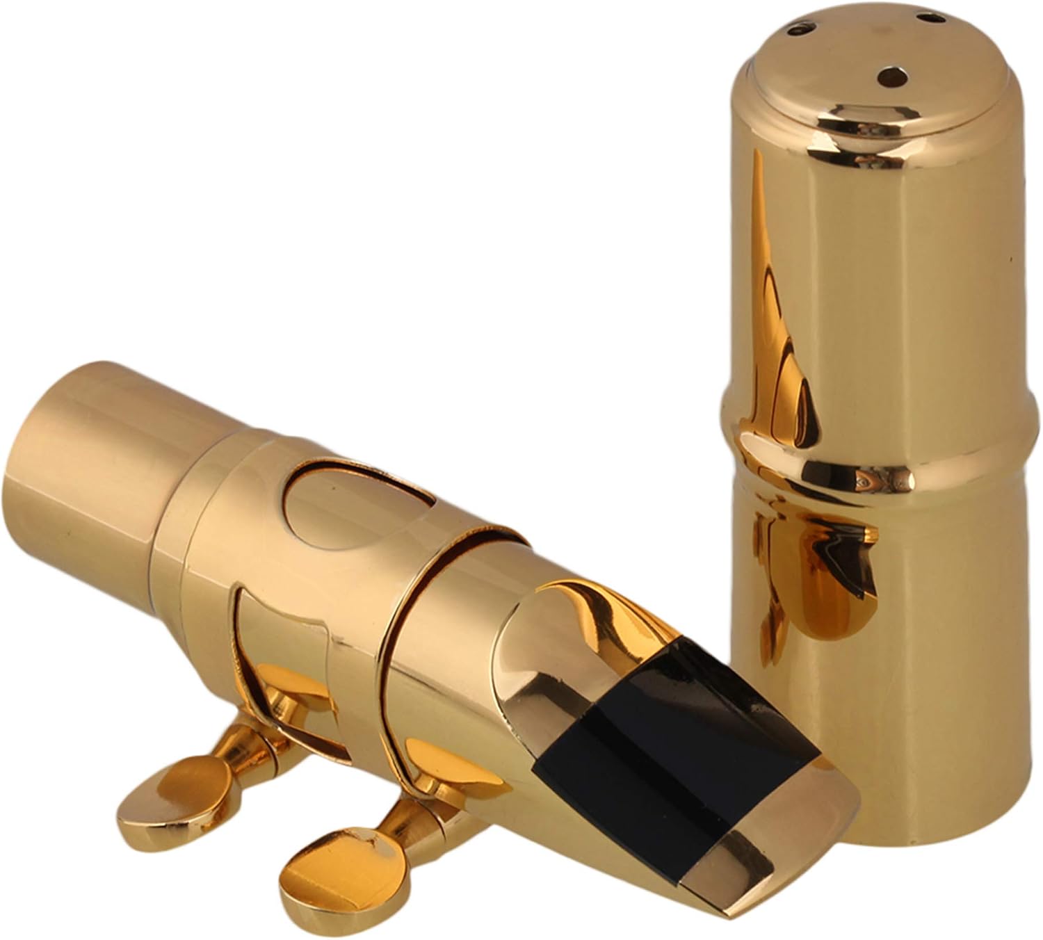 Soprano Saxophone Mouthpiece 6#, Gold Plated Mouthpiece for Bb Soprano Sax - Professional Brass Construction (75x12mm)