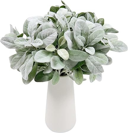 SHACOS Artificial Flocked Lambs Ear Stem