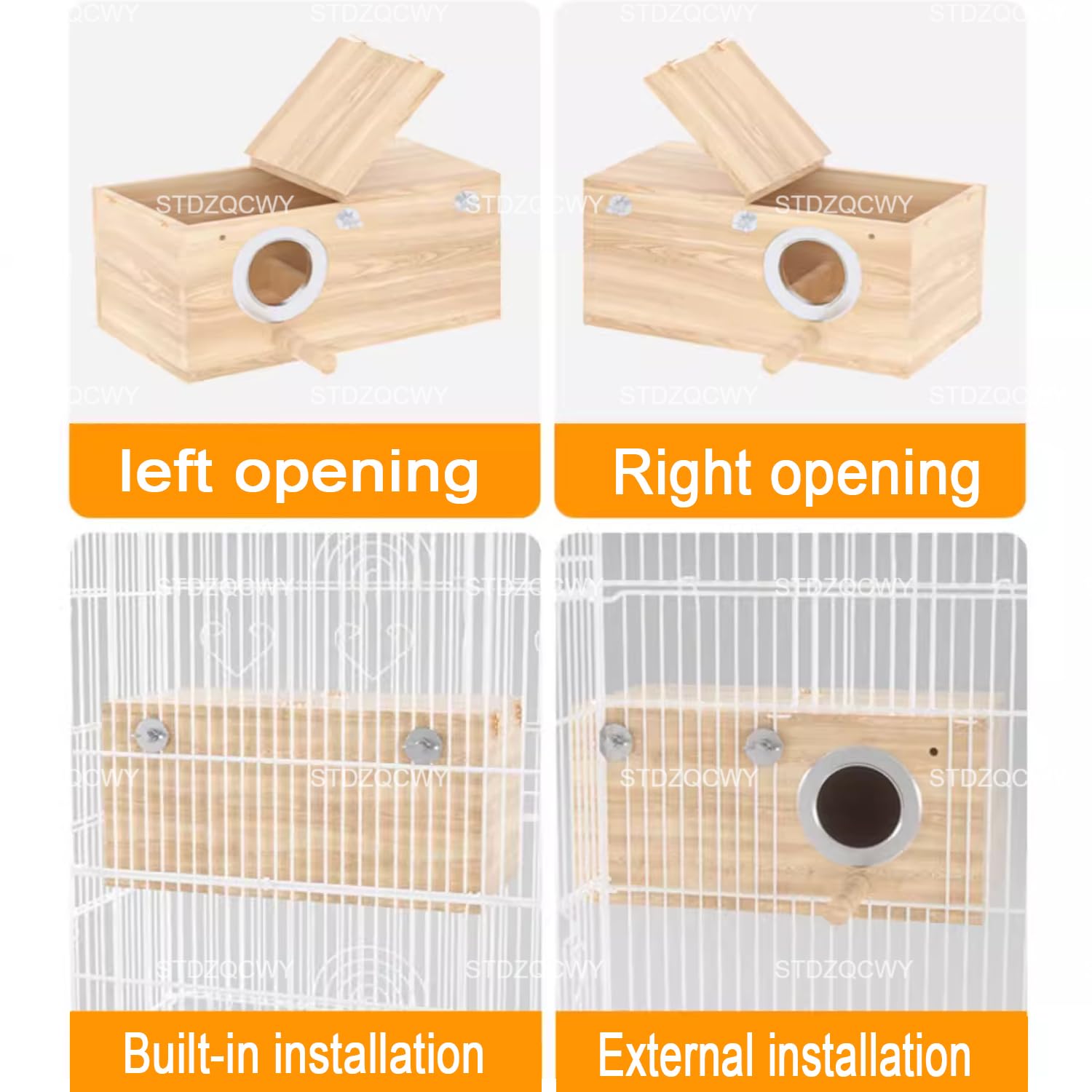 Caja Nido Resistente, Caja Nido para Periquitos, Caja Nido para Pájaros, Jaula, Casa De Madera, para Agapornis Pinzones, Periquito Cacatúa, Loro Conure, Planeador del Azúcar, Ardilla, Rata, Pinzón