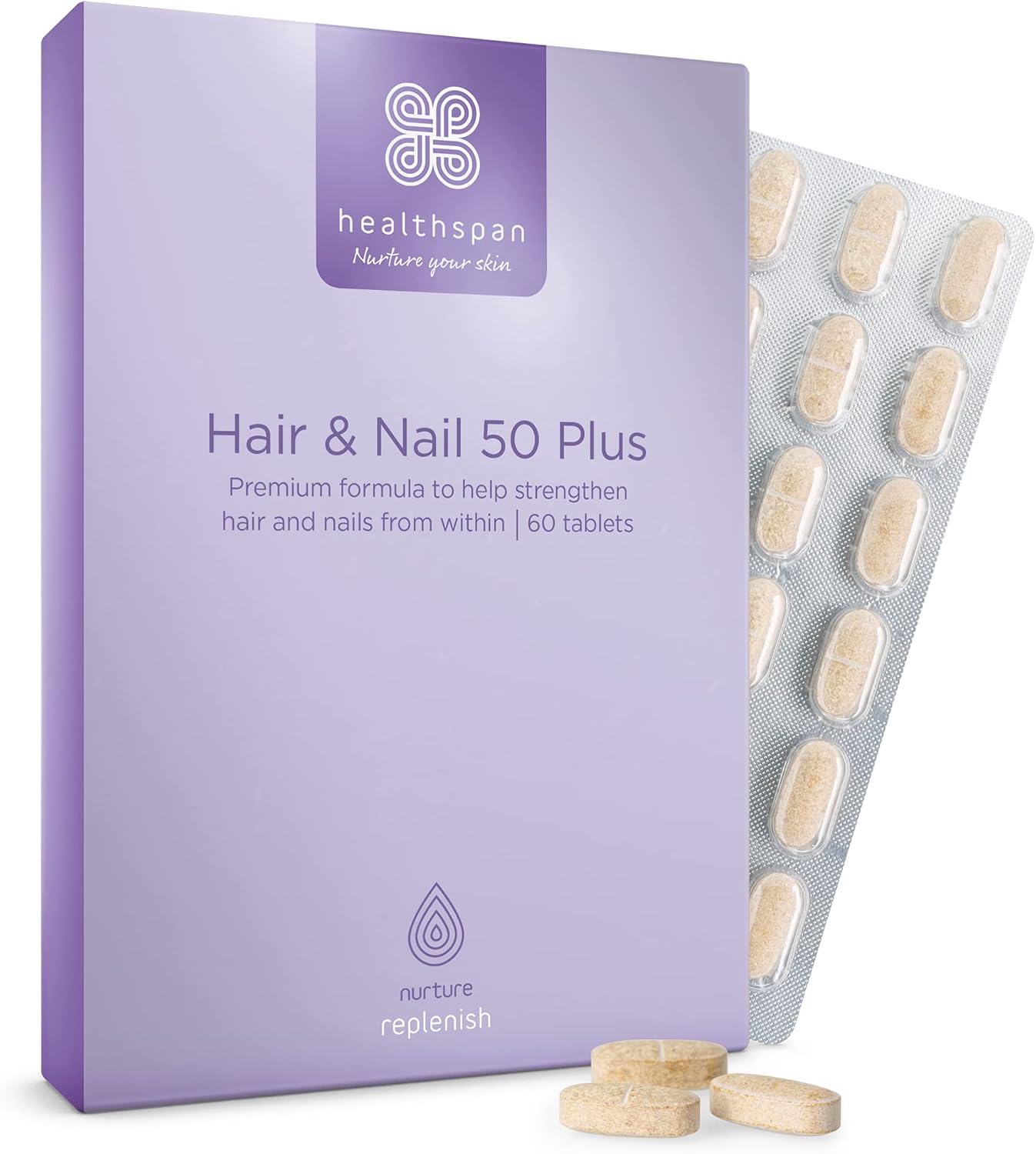 Healthspan Hair & Nails 50 Plus, 60 count (Pack of 1)