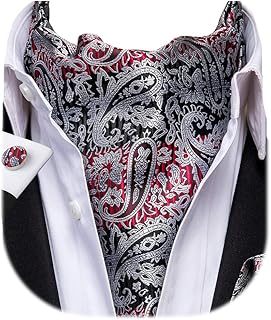 Paisley Floral Ascot Tie for Men Self Tie Mens Cravat Tie and Pocket Square Cufflinks Wedding