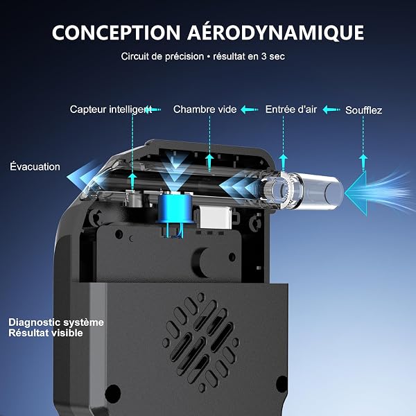 Ethylotest Electronique à Double Capteur Capteurs, Alcootest Professionnel avec Écran LCD numérique, Etylometre Électronique Homologué, pour Usage Personnel et Professionnel, avec 20 Embouts - 3