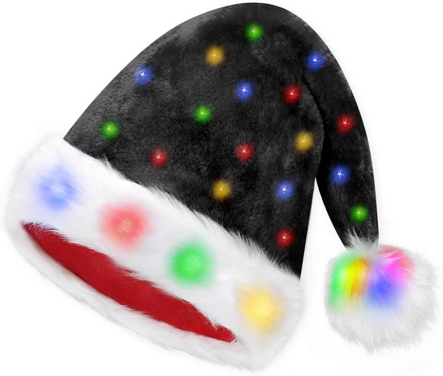 Light Up Santa Hat, Plush Christmas Hats, Funny Christmas Hats Suitable for Adults or Kids