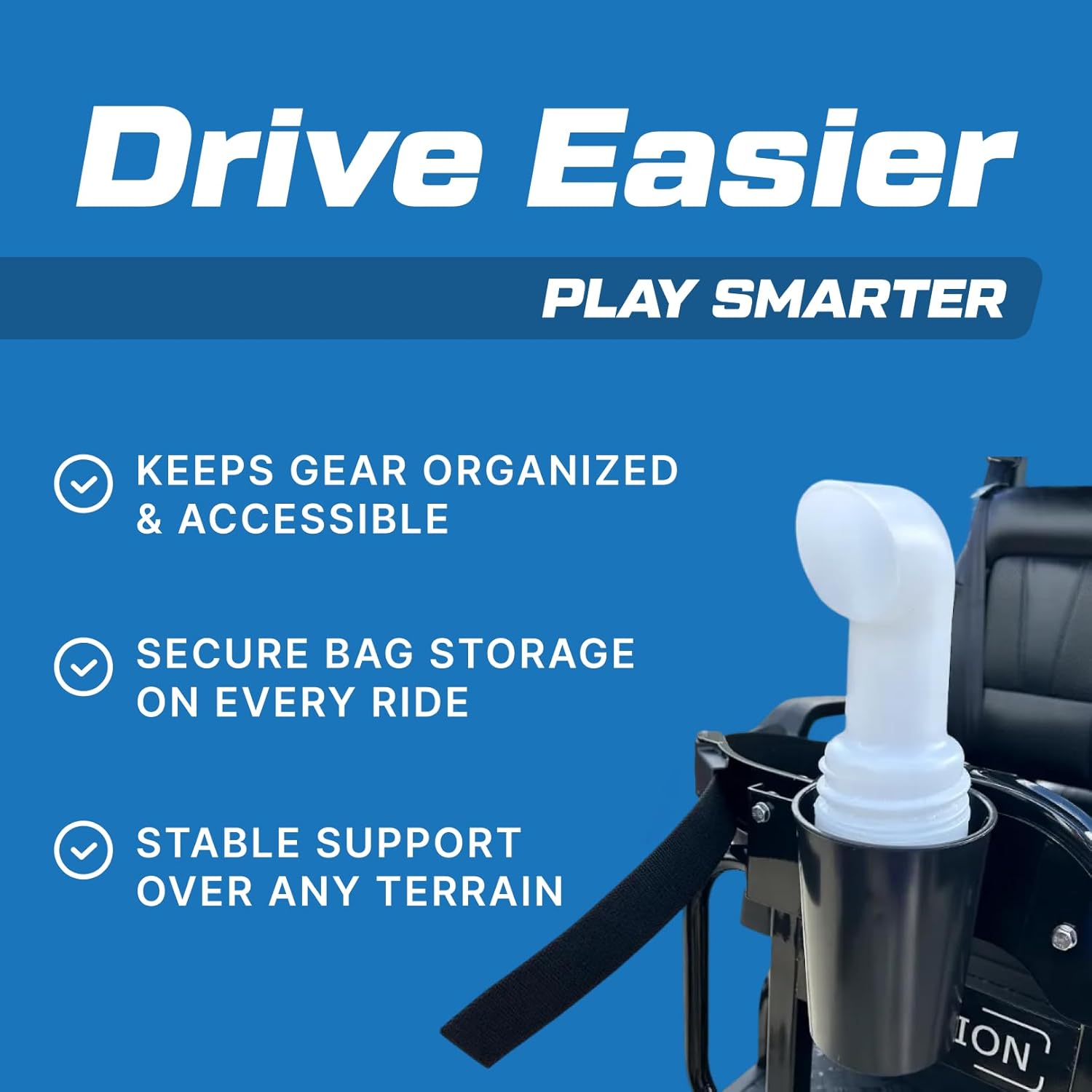 Evolution D5 Ranger & D5 Maverick Golf Bag Holder Bracket Attachment - No Drilling Assembly for 4 Passenger & 6 Passenger Carts - Durable Golf Bag Mount Compatible Golf Carts | Black