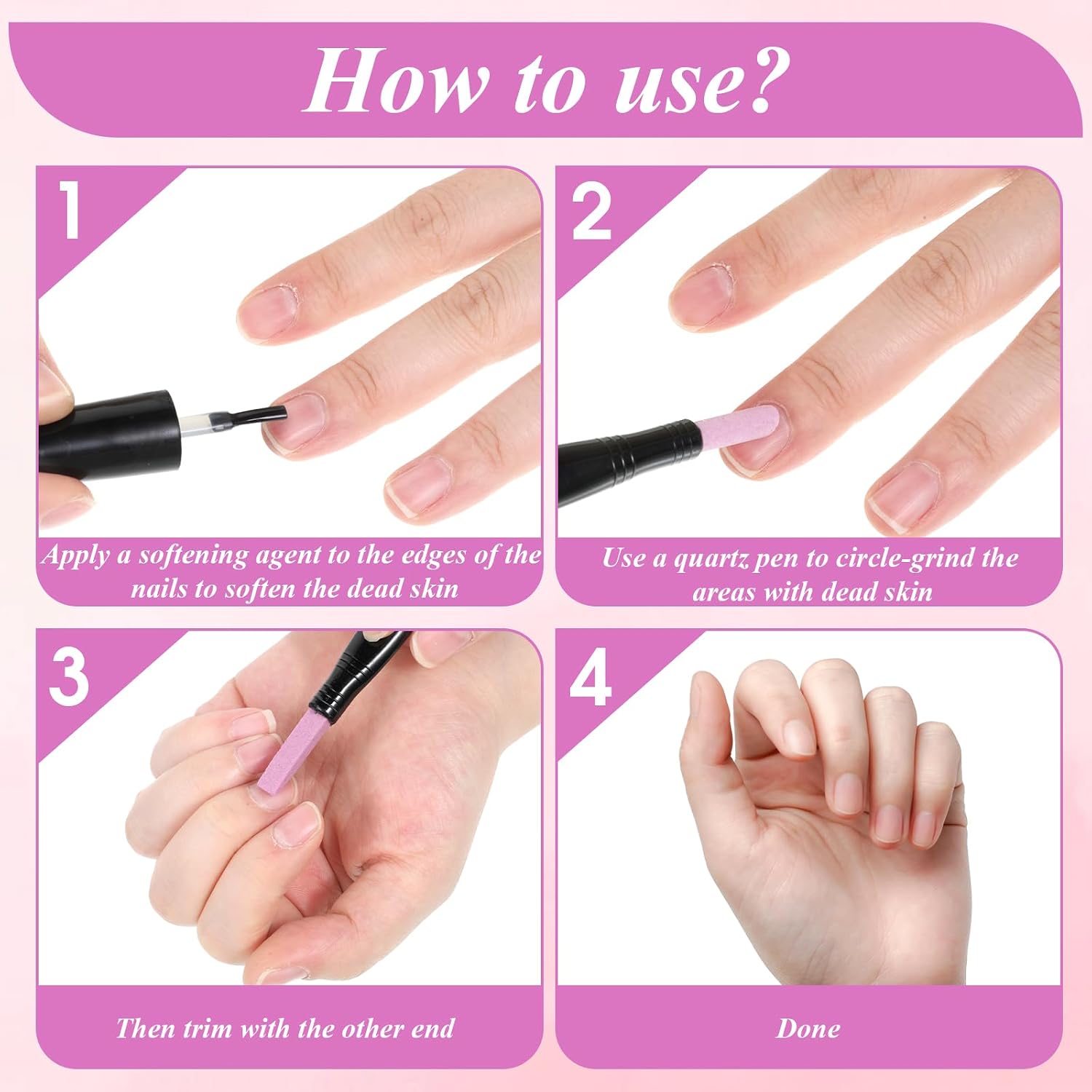 8 PCS Round Nail File, Pumice Stone Nail File Polishing Pen Stick