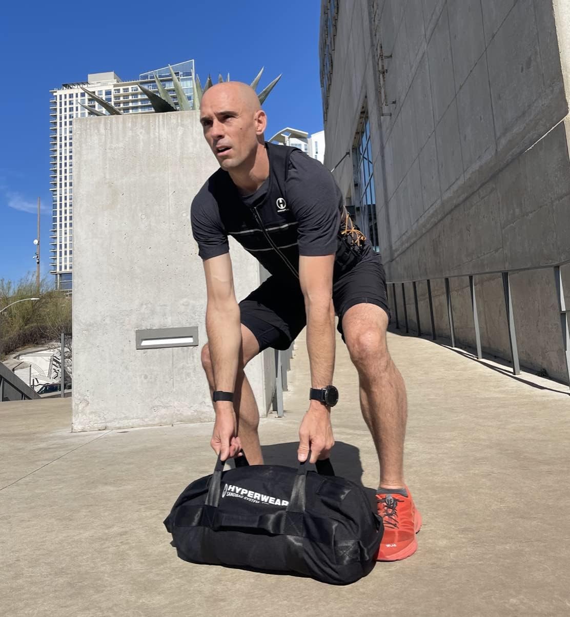 HYPERWEAR Adjustable Sandbag System, Heavy-Duty with Handles & Pre-Filled SandBell Filler Sandbags (25, 40, 80, 160 lbs)