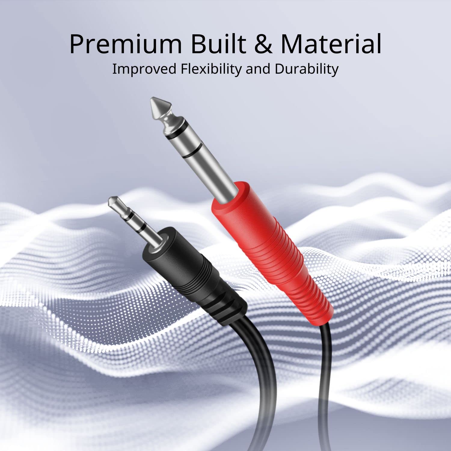 TNP 3.5mm TRS to Dual 6.35mm TS Y-Splitter Audio Cable, 6 Feet, Male image 3