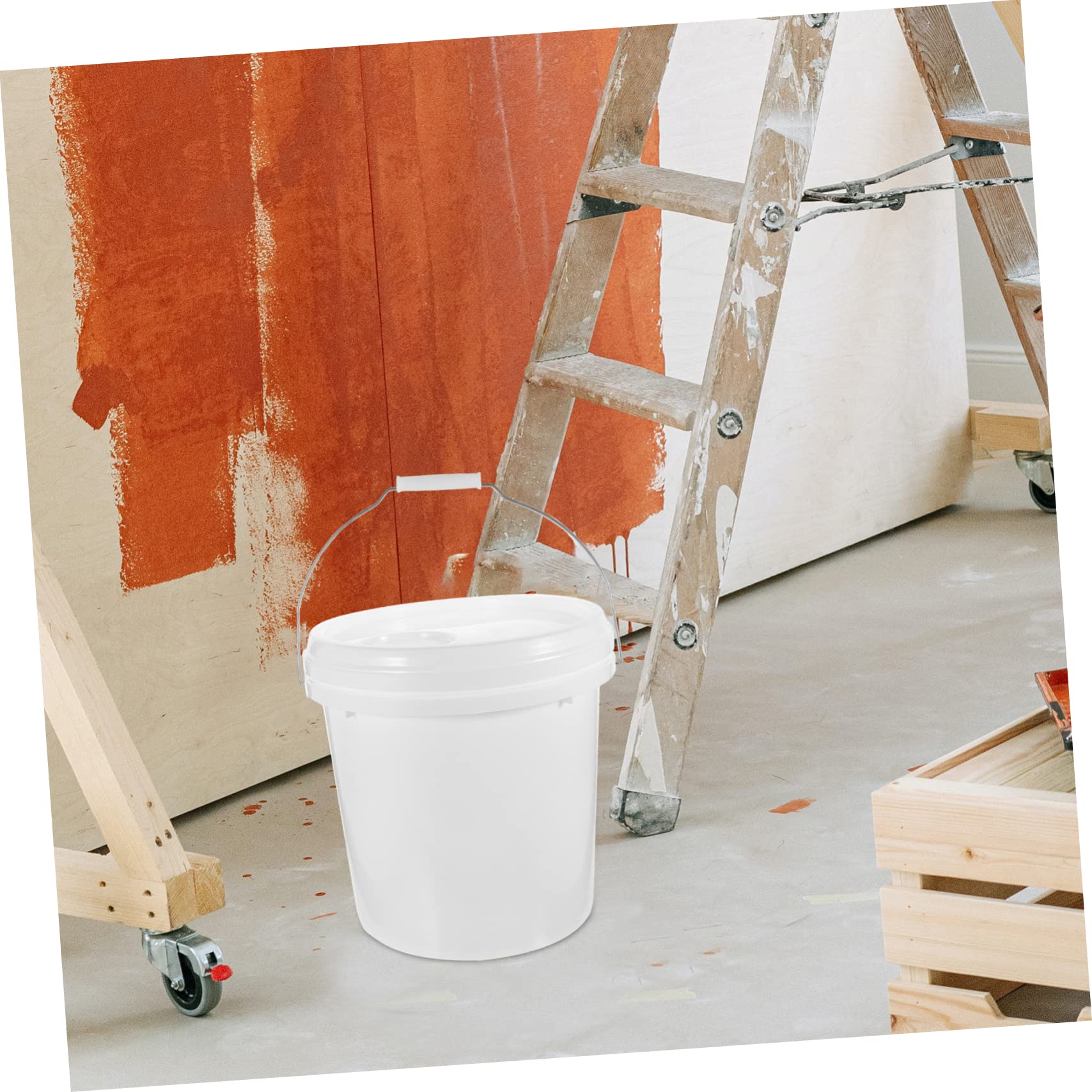 Cubo de Pintura Blanco de 10 litros Hdpe con Tapa Multiusos para Almacenar y Transportar Pintura de Forma Práctica y Segura