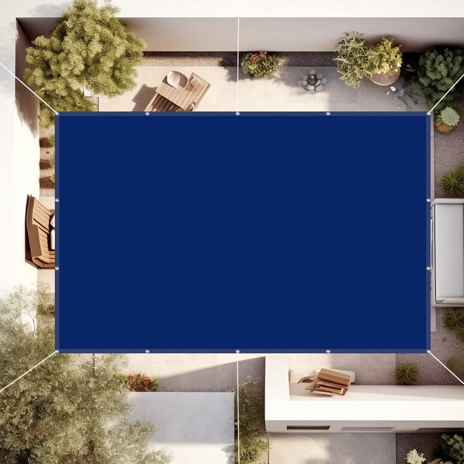 Shade Sail Garden Canopy 1x1 m(3.28x3.28ft), Retractable Sail Awning