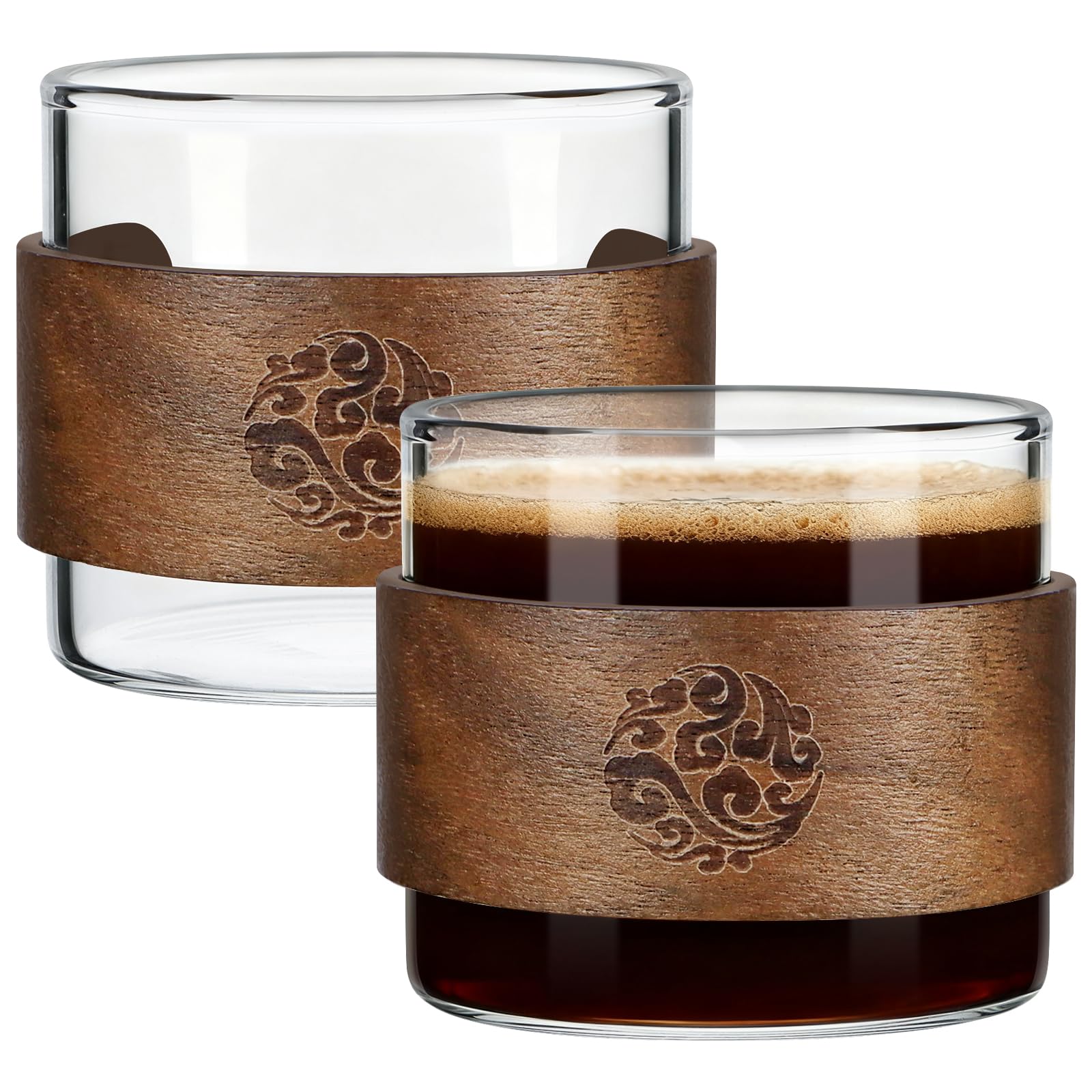 Hioph Espresso Cups 150ML, Set of 2, Espresso Cup, Small Glass Coffee Cup