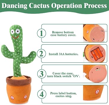 MIAODAM Dancing Cactus Toy, Interactive Talking Cactus Singing 10 Songs