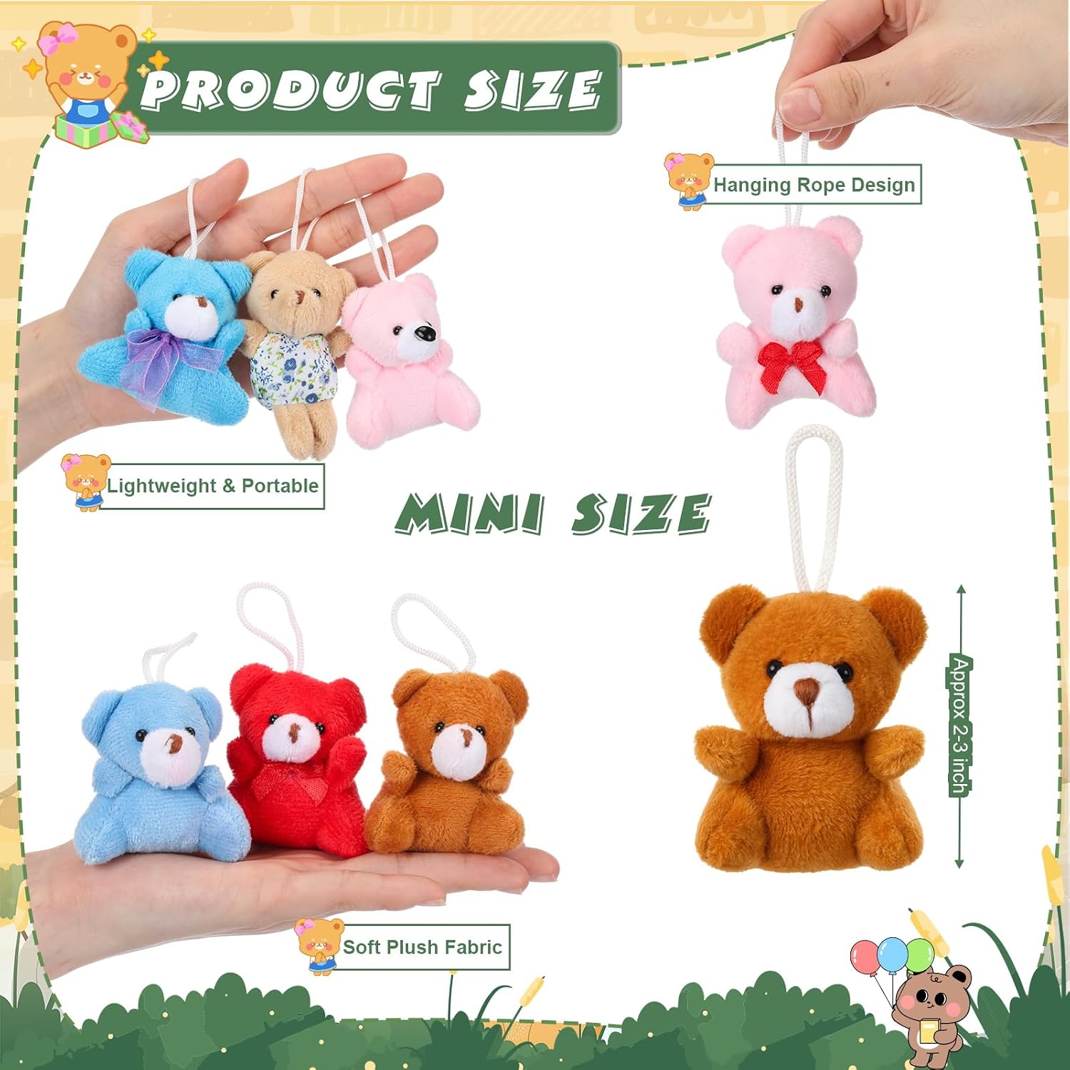 Leyndo 200 Pcs Mini Stuffed Bears Bulk Small Bear Stuffed Animals Keychain Tiny Plush Toys for Kids Easter Egg Stuffers Birthday Carnival Classroom Prizes Wedding Baby Shower Favors
