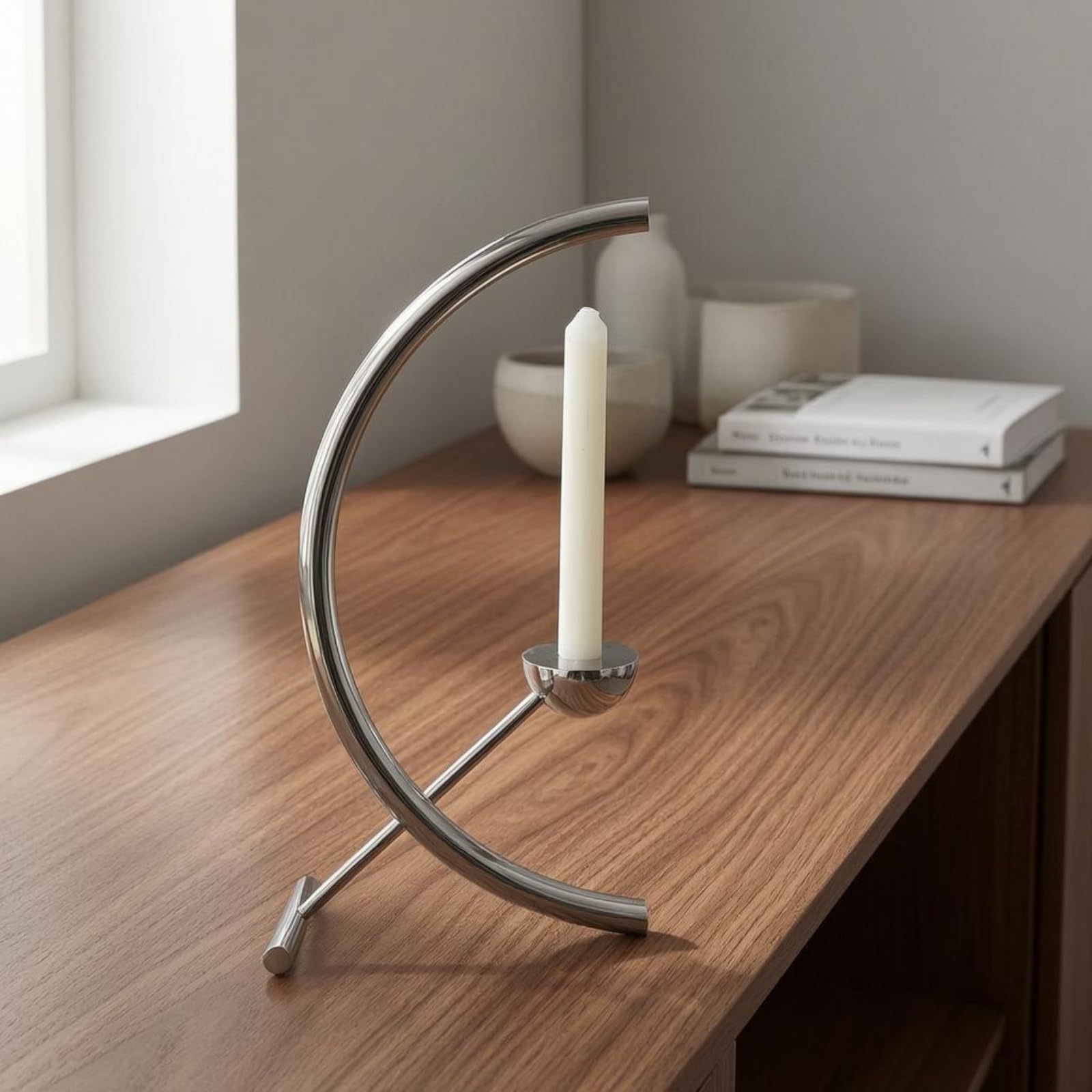LOVIVER Kerzenständer Edelstahl Kerzenhalter Metall Minimalistische Skulptur Dekoration mit Gebogenem Rahmen Und Sicherem Stand für Tisch Regal Wohnambiente, Gold, 19 23 39cm
