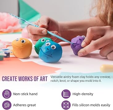 CALPALMY Air Dry Clay, 24-Pack Colors Moldable Cosplay Foam Clay for Kids Gifts Partty and School Project Supplies, Perfect for Crafts Sculpting and Artistic Projects (8.5oz/Pack)