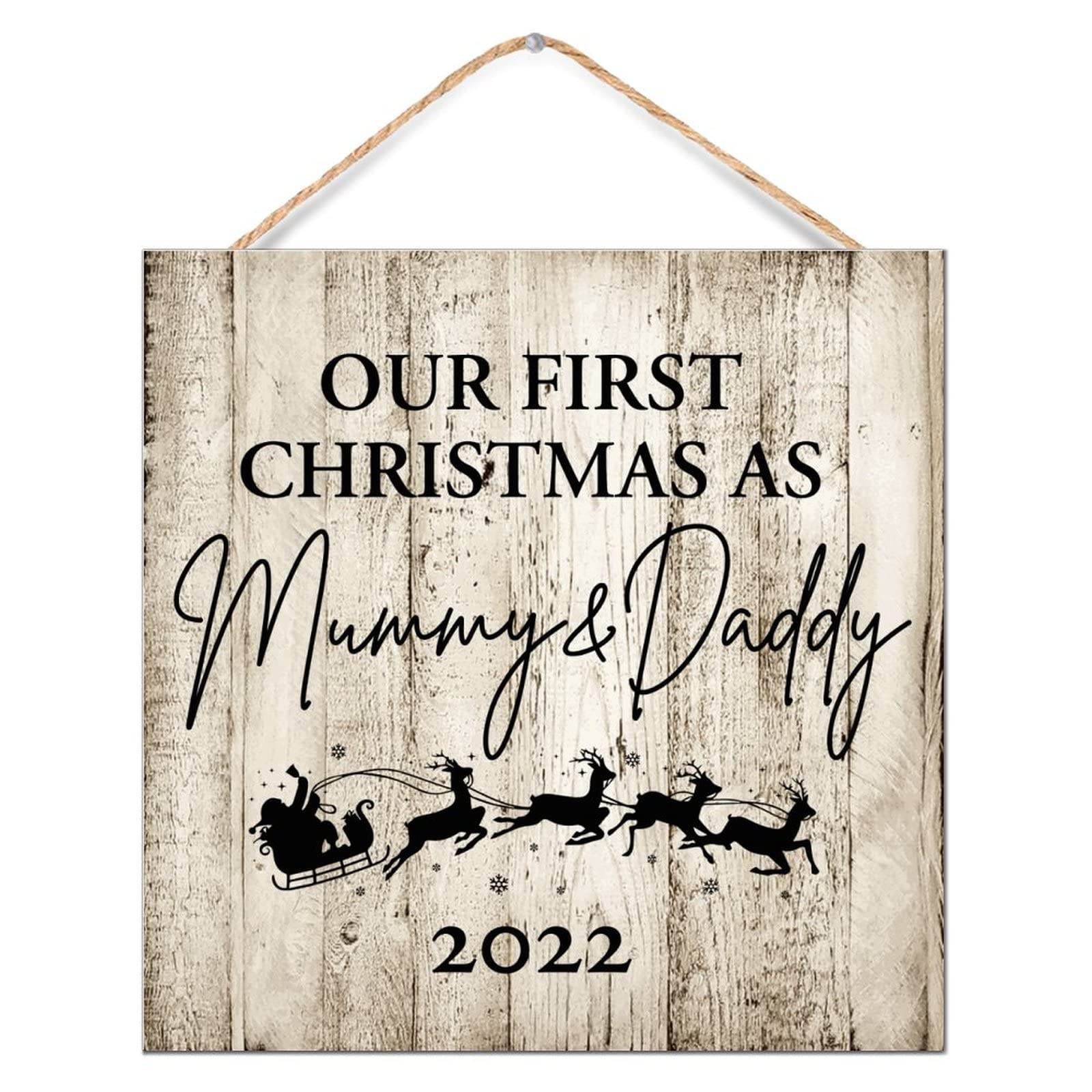 Our First Christmas As Mummy Daddy plaque bois pour immortaliser votre premier Noël à trois