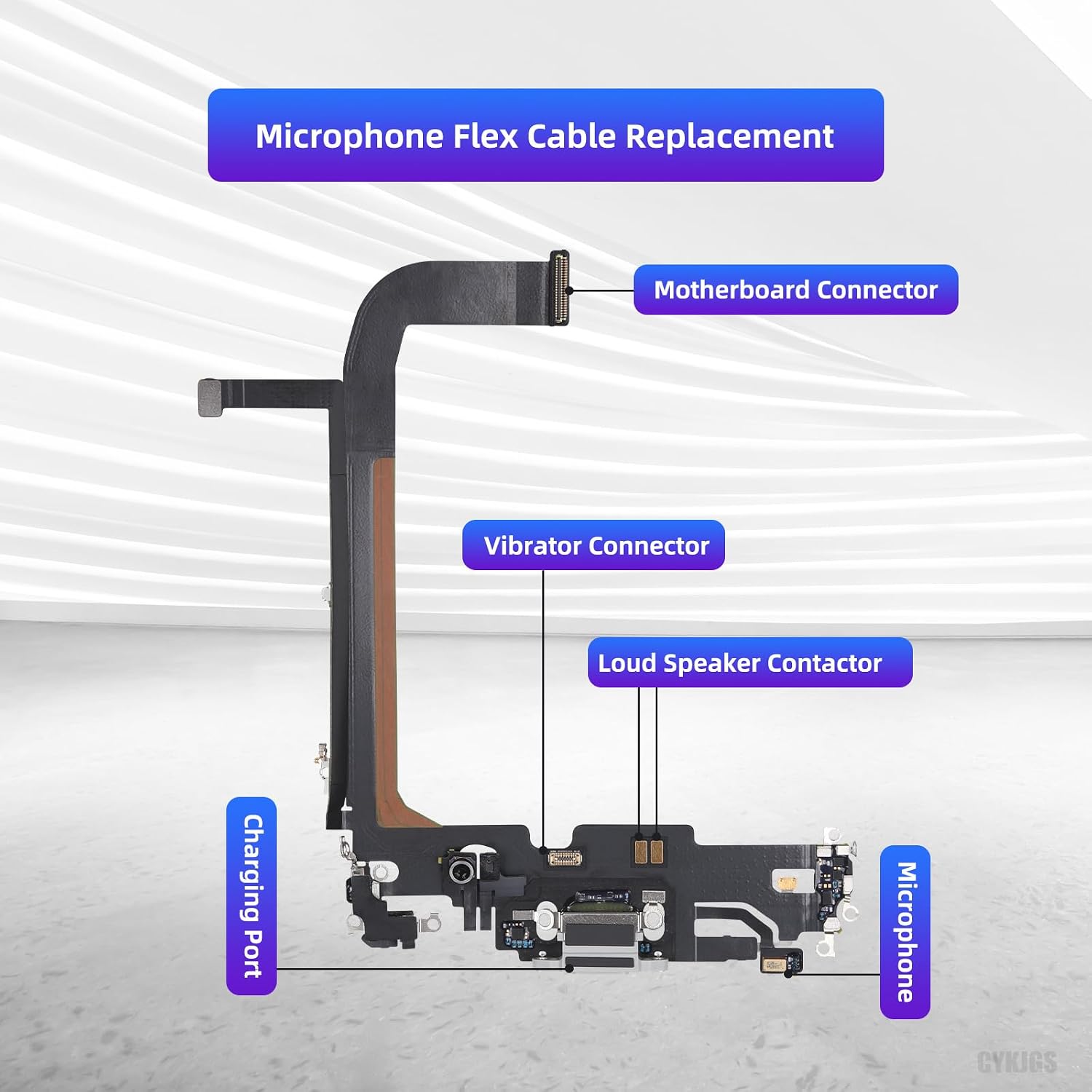 for iPhone 13 Pro Max Charging Port Replacement OEM Headphone Flex Ribbon Cable White USB Charge Dock Connector Assembly Microphone Antanna with Repair Tools Kit A2641 A2643 A2644 A2645 A2484