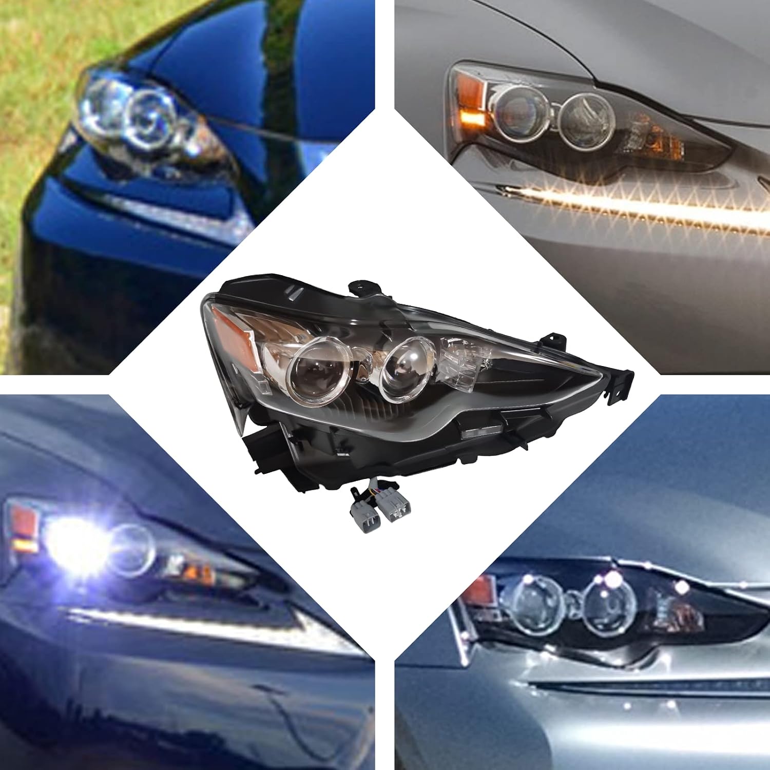 Direct-fit Replacement LED Headlight Head Light Lamp Fits for LEXUS IS250 IS350 2014-2016 , Halogen Headlights Left & Right Headlamp Assembly ,Driver & Passenger Side Head Lights Clear Lens (Right)