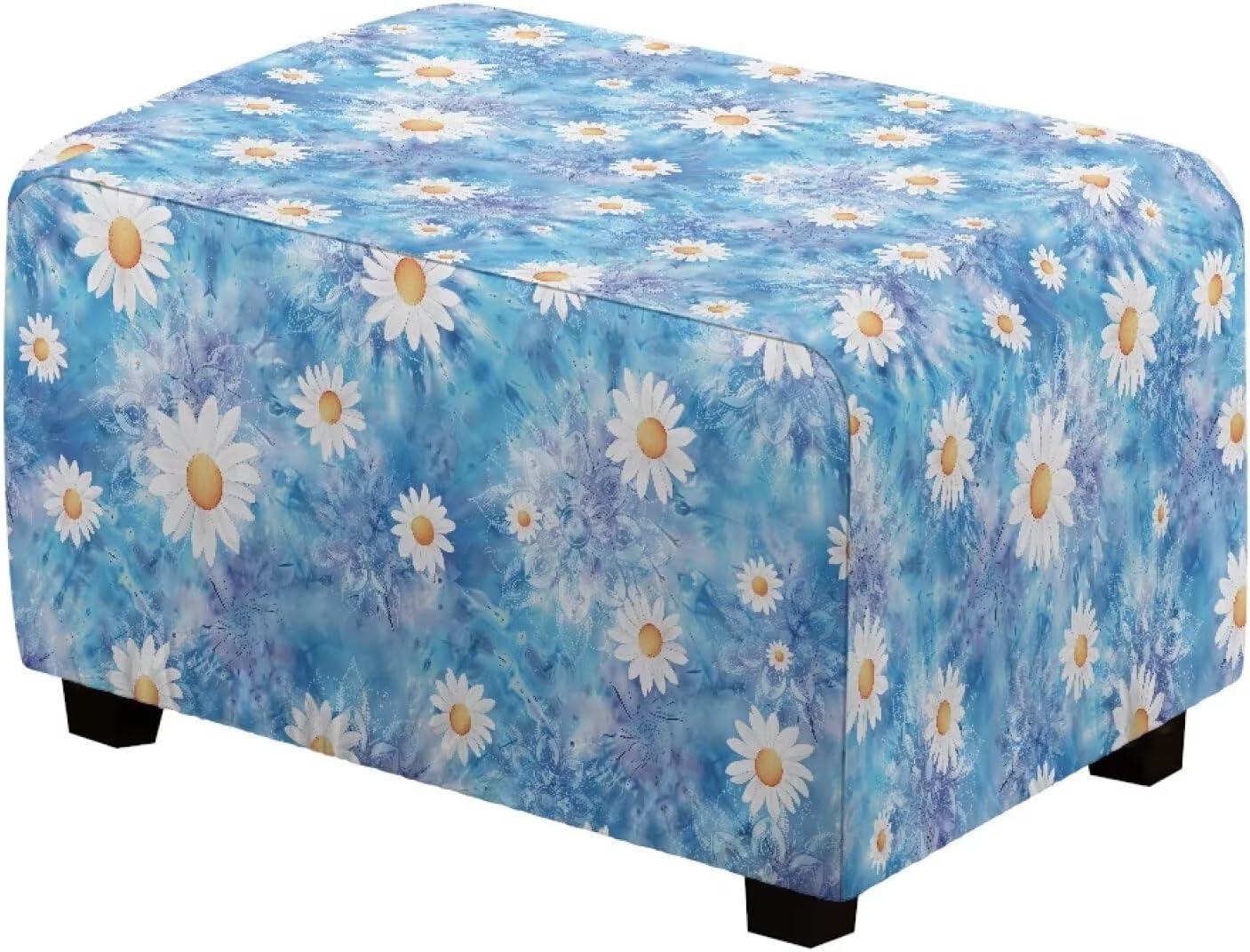 Talayituse Brown Cow Vintage Print Ottoman Slipcover Stretch Rectangle Footstool Slipcover Anti-Scratch Folding Storage Ottoman Covers for Living Room with Elastic Bottom, S