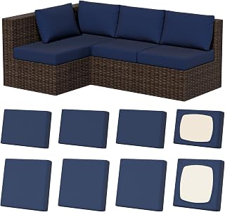 8Pcs Outdoor Cushion Covers, Stretch Patio Furniture Couch Chair Slipcovers