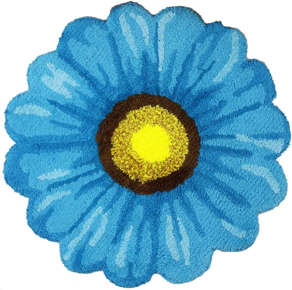 Modern Fashion Sunflower Area Rug Soft and Comfortable Bedroom Kitchen Living Room Bedside Floor Mats Indoor Outdoor Carpet Non-Shedding Non Slip Doormat Home Décor (39.4" X 39.4", Blue)