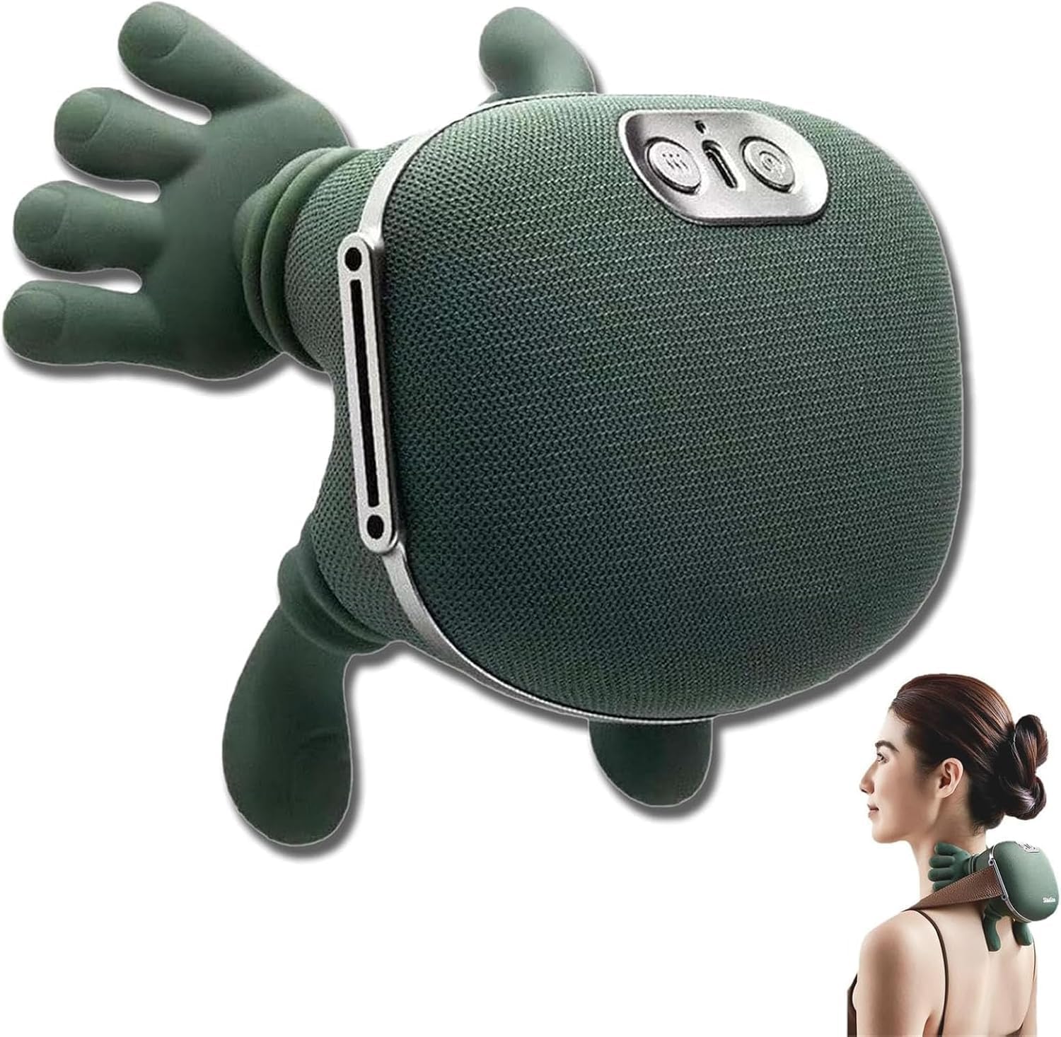Siasoo Original 4D Masajeador térmico biónico, masajeador Shiatsu portátil inalámbrico para el cuello y la espalda, masaje eléctrico de tejidos profundos 4D, diseño simulado de mano humana