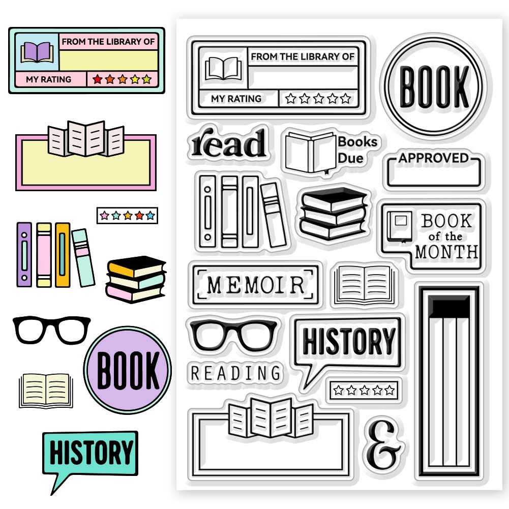 CHGCRAFT Reading Clear Stamps Postage Transparent Stamps Silicone Clear Stamp Seals for DIY Scrapbooking Photo Album Decoration, 4.3x6.3 inch