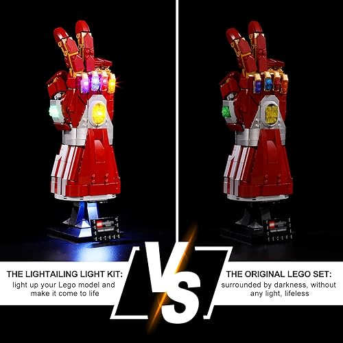 Vista 5 de LIGHTAILING Luz para Lego-76223 Nano Guantelete – Kit de iluminación LED compatible con el modelo de bloques de construcción Lego – NO incluido