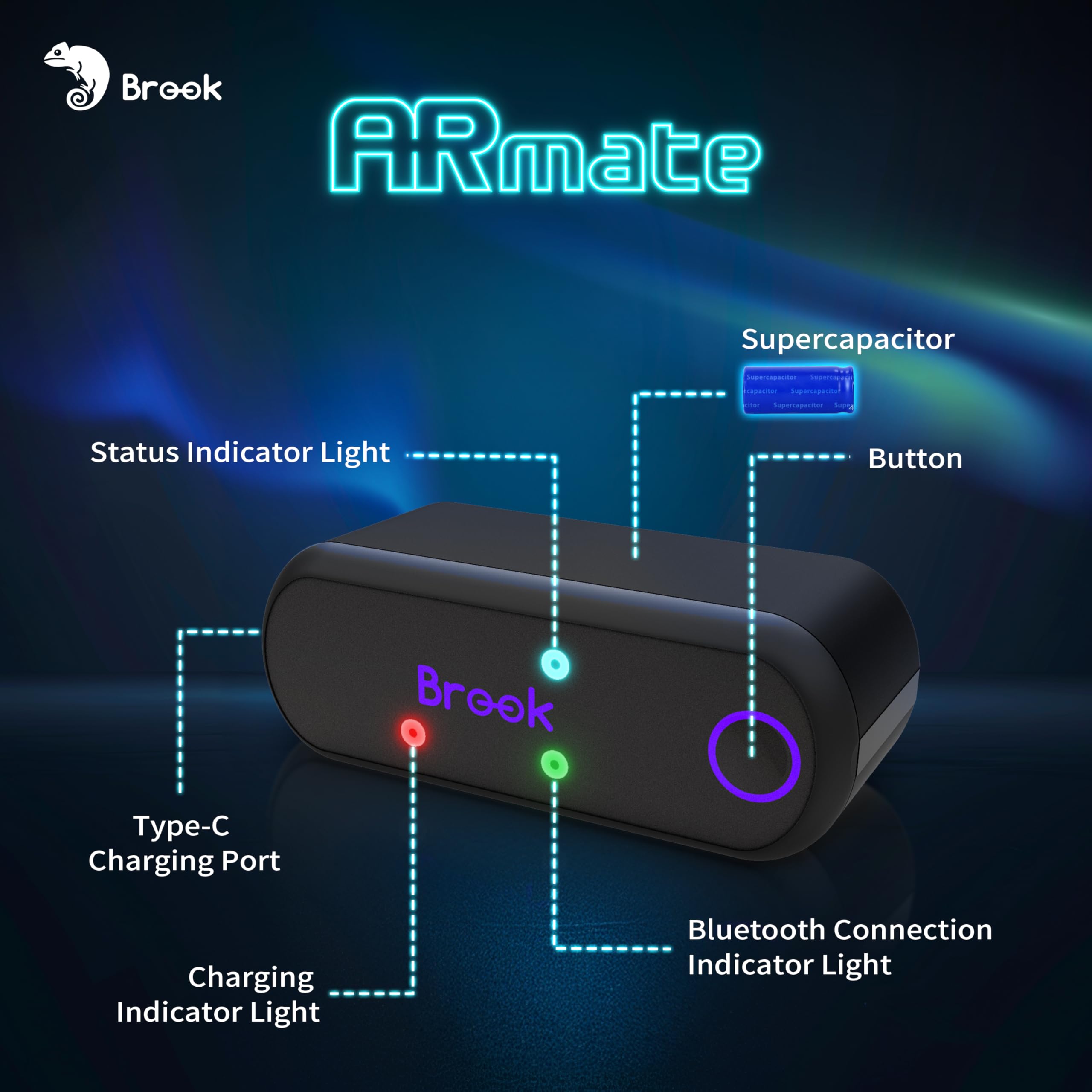Brook Gaming AR Mate – Accessoire de jeu AR portable pour Pokémon GO, Monster Hunter, Pikmin | Smart Roam, Quick Catch, Fast Spin, vitesse contrôlée par application, prise en charge de la manette Xbox