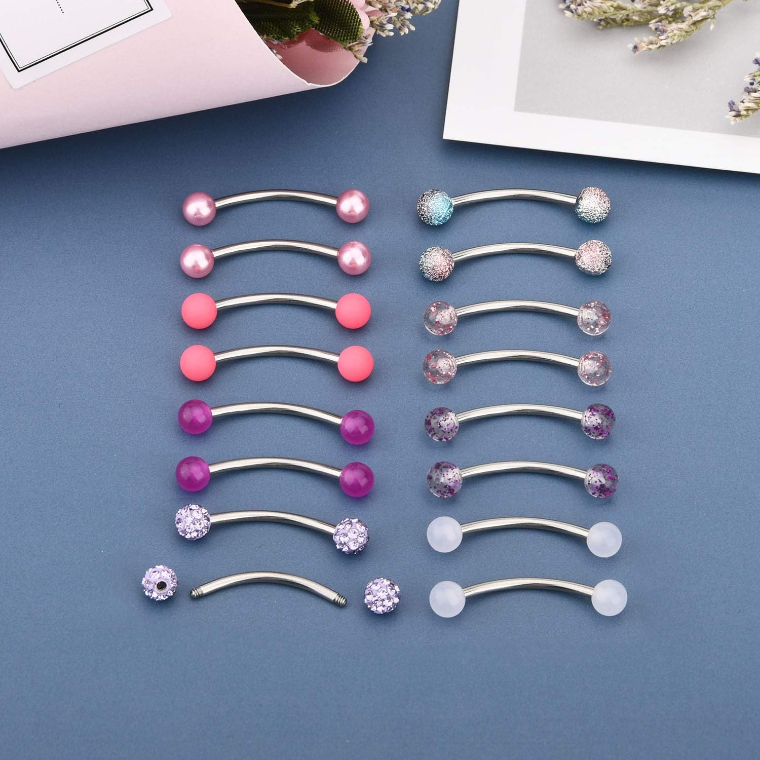 FECTAS 14g Stainless steel Nipple Rings Curved Barbell Piercing Jewelry Petite Belly Button Rings Curved Barbells for Women Men