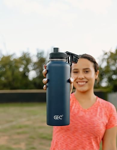 Miniatura 7 de Botellas de agua de acero inoxidable de 40 onzas, a prueba de fugas, botella de agua aislada al vacío, termo botella de agua deportiva (negro)