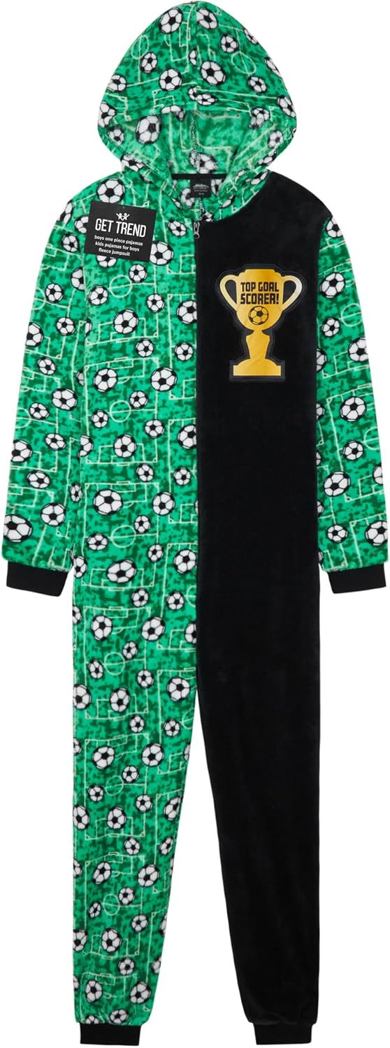 Get Trend One Piece Pajamas for Boys, Teens Fleece Loungewear Soft Jumpsuit Sleepwear Cozy Nightwear Gifts for Boys