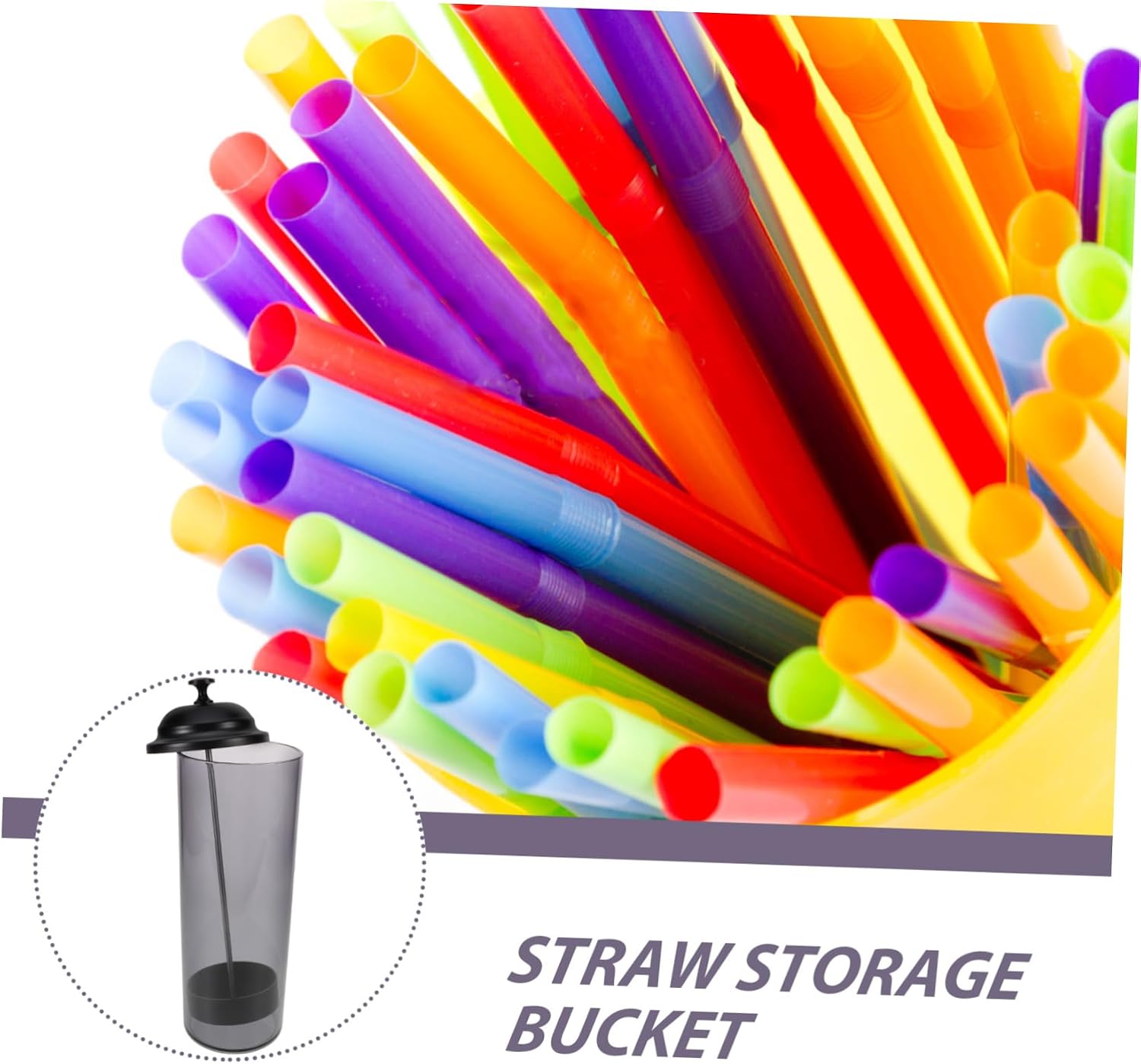 Straw Storage Bucket Plastic Countertop Straw Dispenser for Kitchen Use