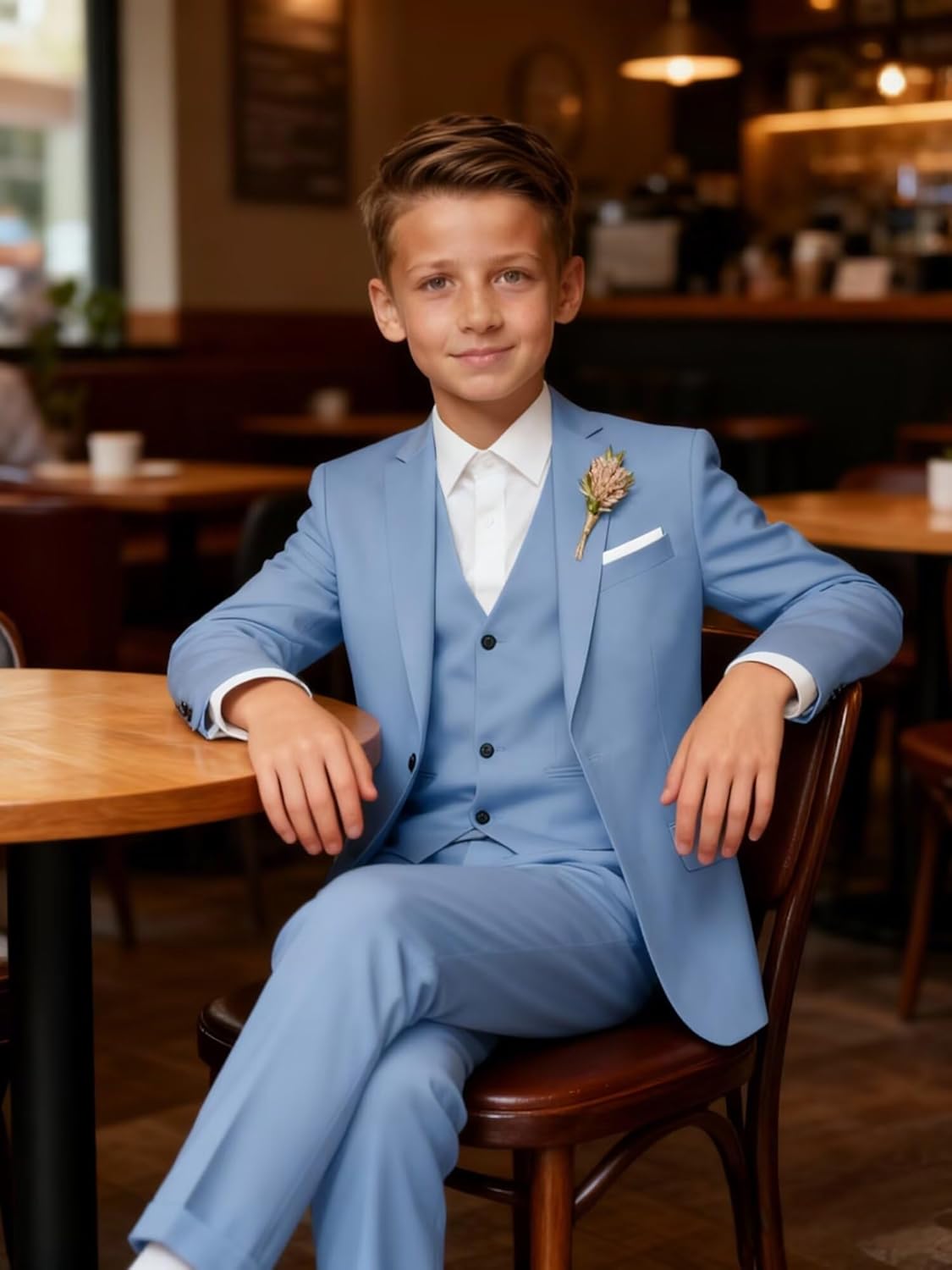 Boys' Suits Slim Fit 3 Piece, Kids Tuxedo Suits for Boys Formal Dress Wedding Outfit Boys Suit Jacket Vest Pant Set