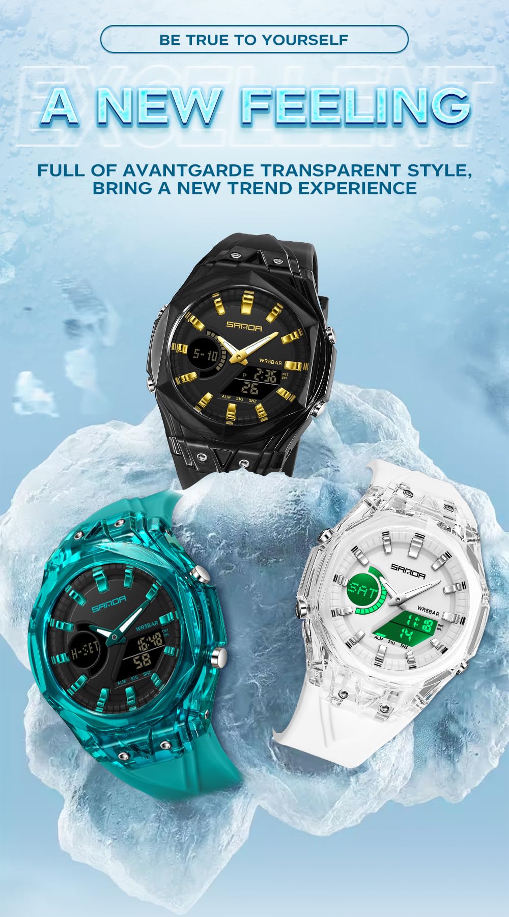 FANMIS Montre de Sport Unisexe à Double Affichage – Étanche jusqu'à 5 ATM – Montre Tactique analogique numérique avec Jour, Alarme, chronomètre et Bracelet en TPU – Montre-Bracelet à Quartz Tendance