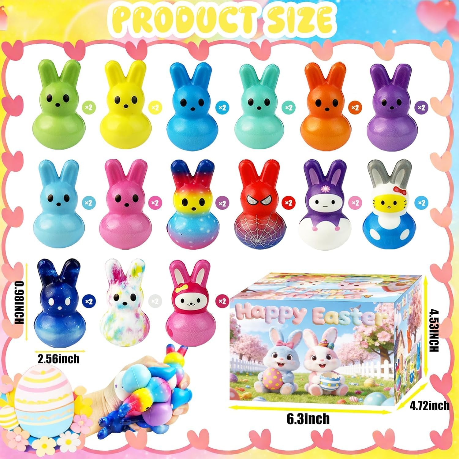 Halloween Slow Rising Stress Toys,Halloween Trick or Treat Toys,Party Favors Toys for Kids,Soft Fidget Squishy Toys for Anxiety Relief (Multicolor-Bunny)