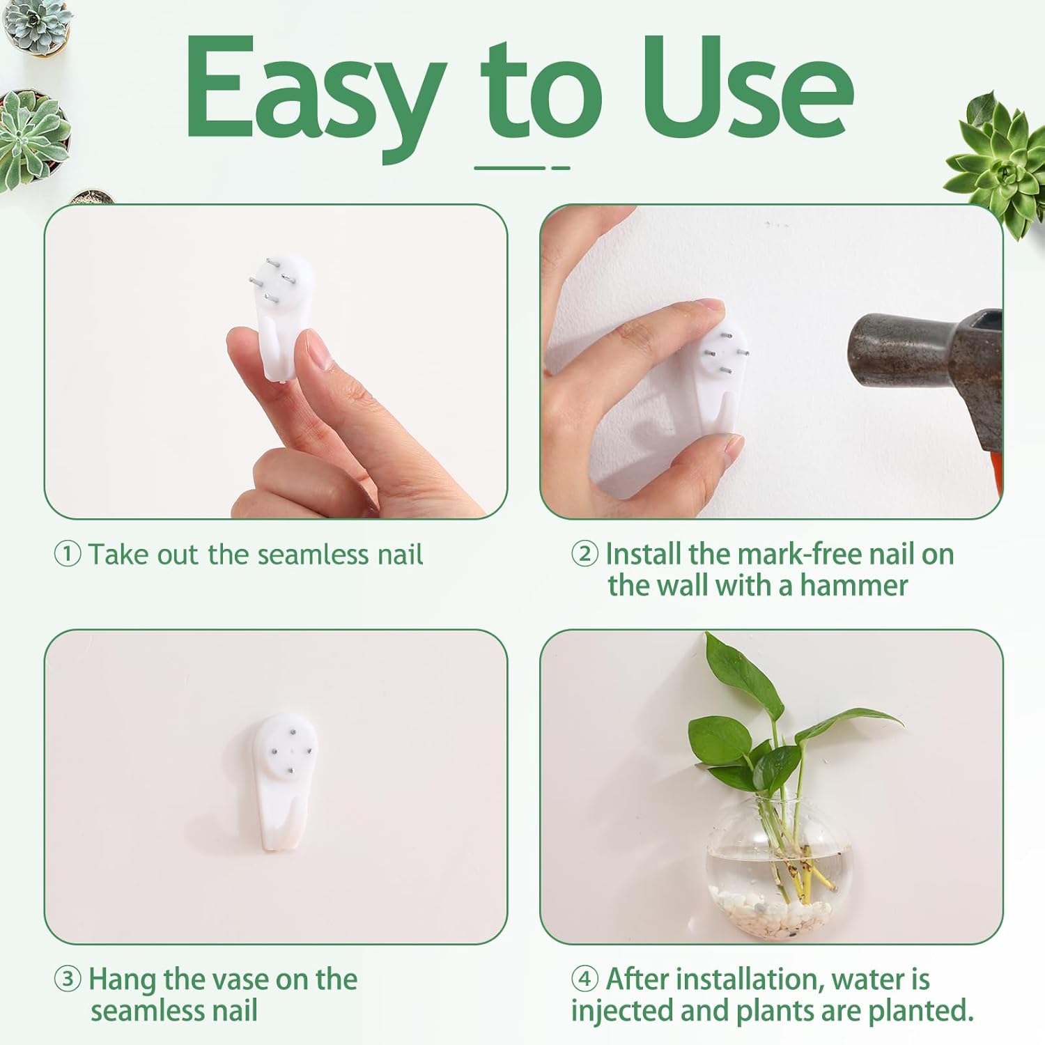 Layhit 8 Pcs Wall Hanging Planters Terrarium Glass Propagation Wall Mounted Planter Oblate Flower Vase Clear Glass Plant Containers for Hydroponics Plants Home Office Garden Decor