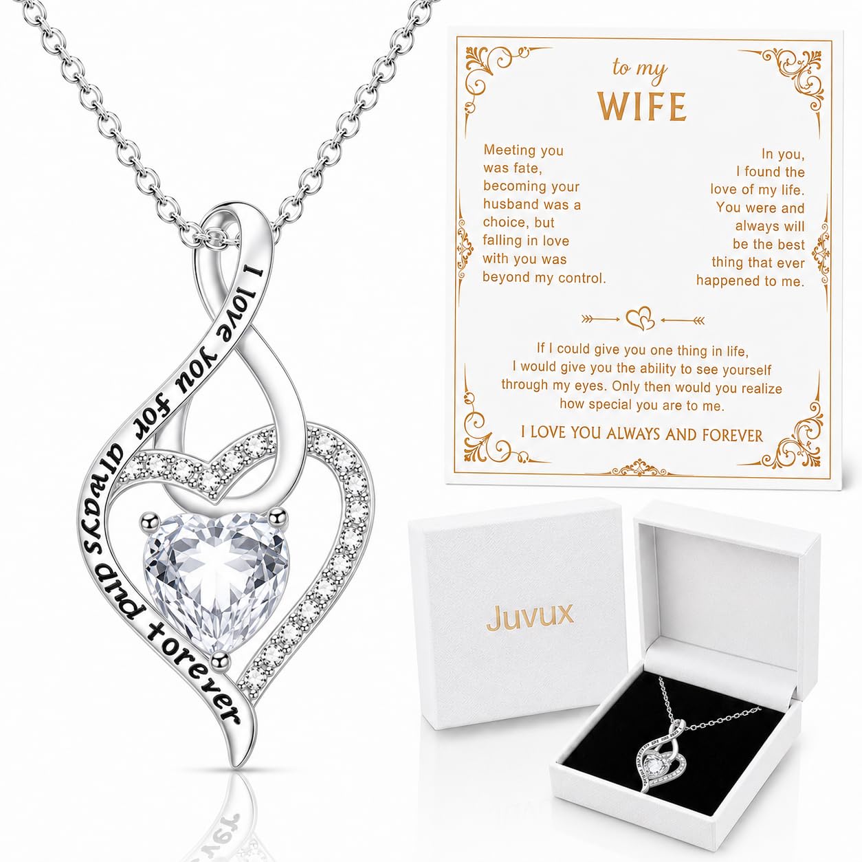 925 Sterling Silver Necklace Jewelry for Women- Exquisite Zircon Trendy Dainty Adjustable Chain Forever Love Pendant Necklace Heart Round Teardrop
