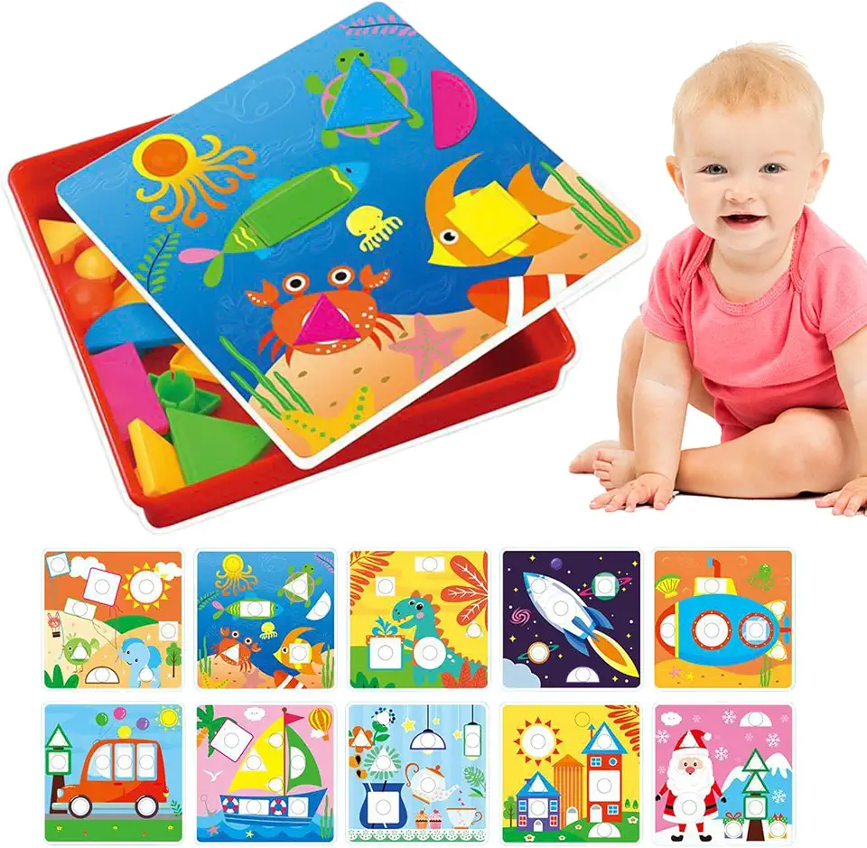 Shape Matching Peg Board - Fun and Educational Button Art Toys for Kids,Sorting Toys for Rewards, Interaction, Birthday Gift, Early Education, Playground