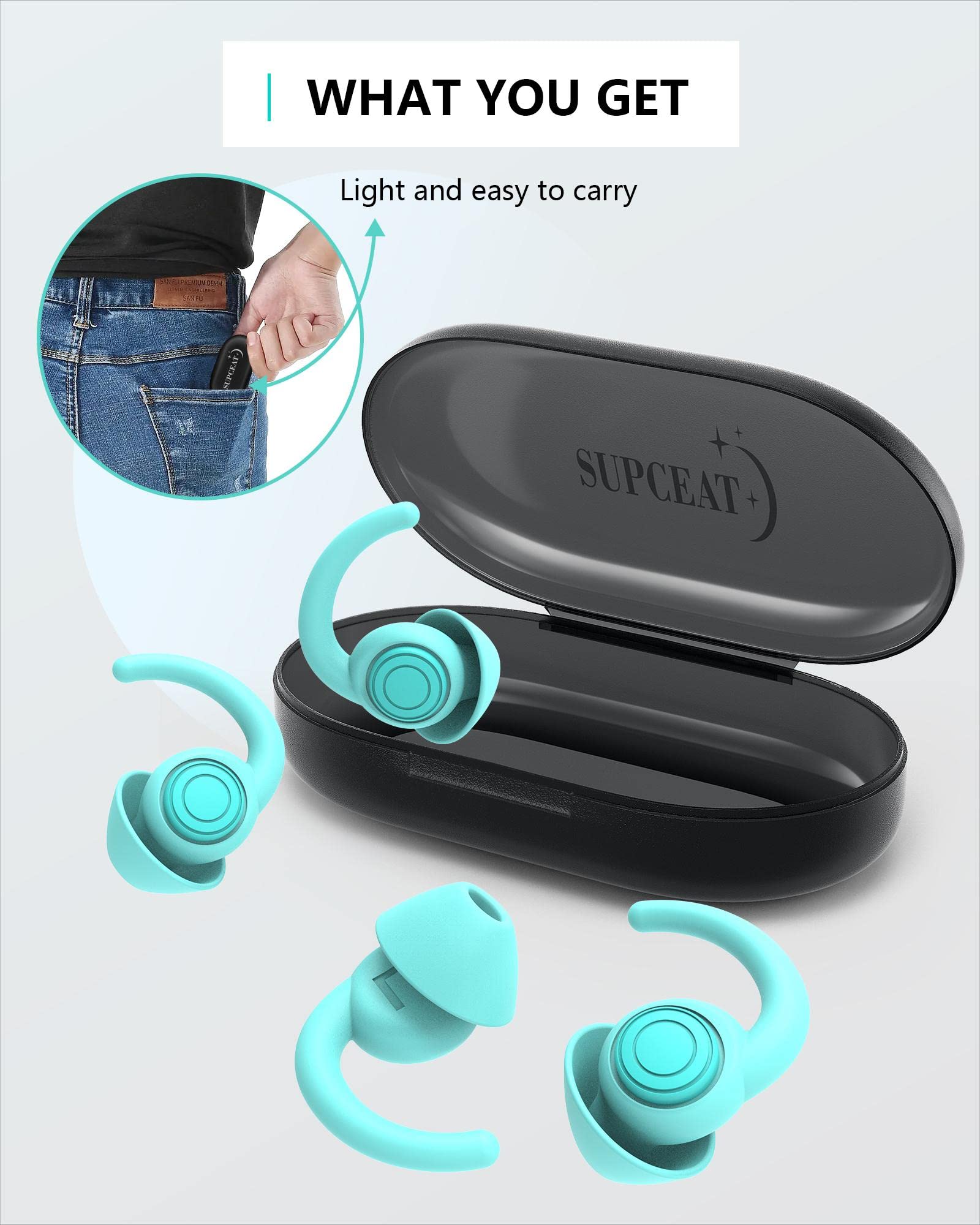 SUPCEAT Silicone Tappi Orecchie per Dormire, 2 Paia Tappi per le Orecchie Antirumore Lavabili Riutilizzabili per Sonno Leggero Riduci i rumori, per Lavoro, Feste, Studio, Discoteca, Concerti