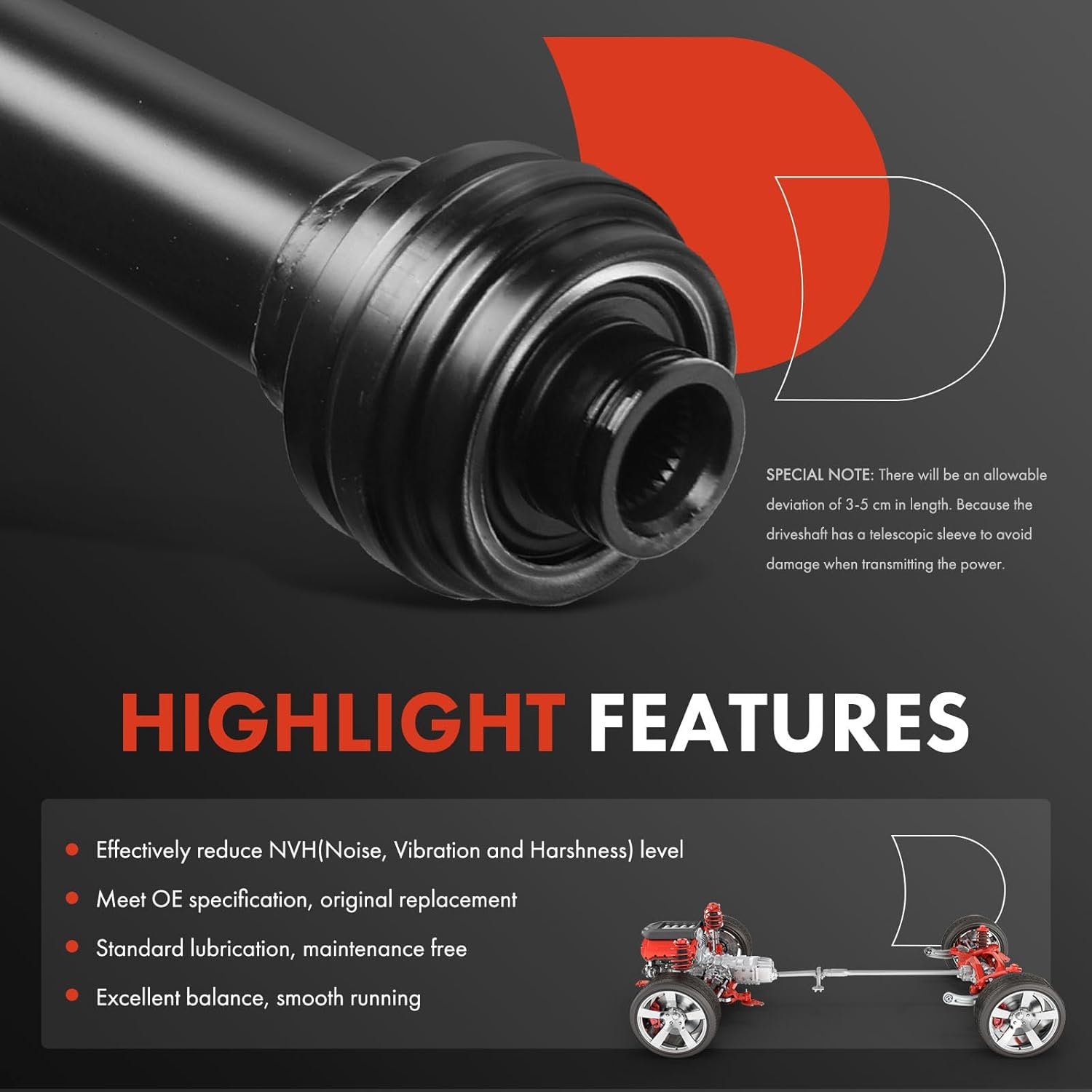 A-Premium Front Complete Drive Shaft Prop Shaft Driveshaft Assembly Compatible with Audi Q7 2011 2012 2013 2014 2015 V6 3.0L, AWD Automatic Transmission