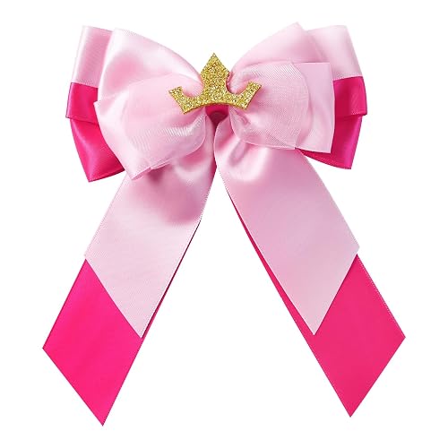 Princess Hair Bows Clips for Girls Women 5Inch Fairy Hair Accessories Pink - Pink