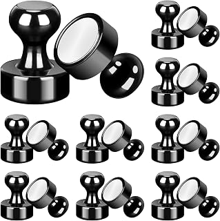 18 Pcs Black Push Pin Magnets for Fridge, Strong Magnets for Whiteboard, Used as White Board Magnets Set, Refrigerator Magnets, Magnetic Thumb Tacks, Office Magnets