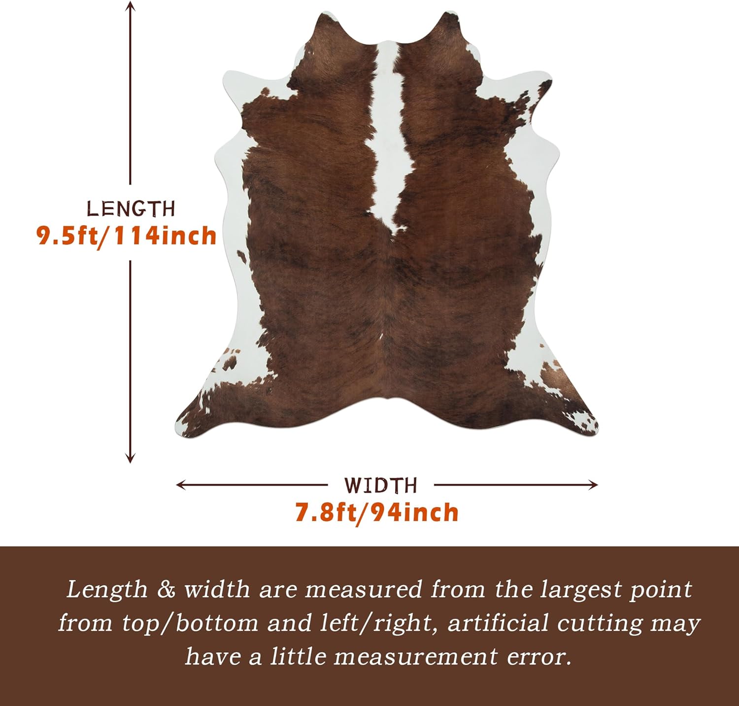 Faux Cowhide Rug Large 8x10 FT ‌‌Animal Print Rugs Faux Cowhide Area Rug Non-Slip, No-Fur Durable Carpet for Western Decor Living Room Bedroom, Pet-Friendly