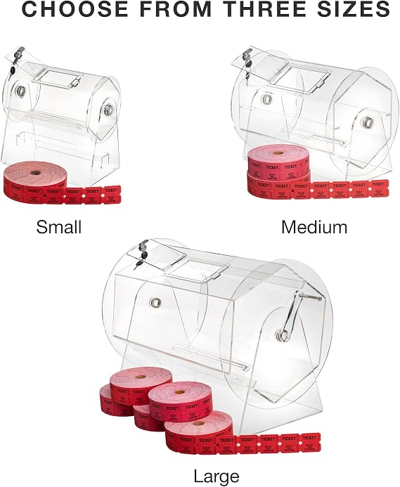 Clear Acryclic Raffle Spinning Drum & 2000 Tickets - Spinning Raffle Box for Balls, Chips, Tickets - Medium
