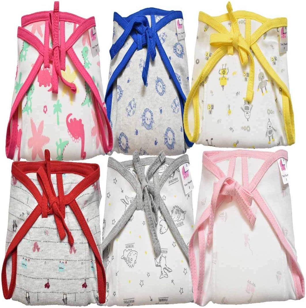 TotzTouch Softcare Premium Cotton Cloth Reusable Wide Padded Baby Nappy Age 0 to 3 Months (Pack of 6) (Children: XS)