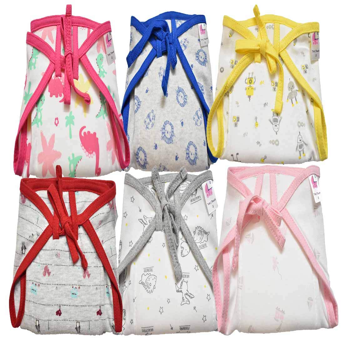 TotzTouch Softcare Premium Cotton Hosiery Cloth Reusable Wide Padded Baby Nappy/Langot Age 4 to 7 Months (Pack of 6) (Chil...