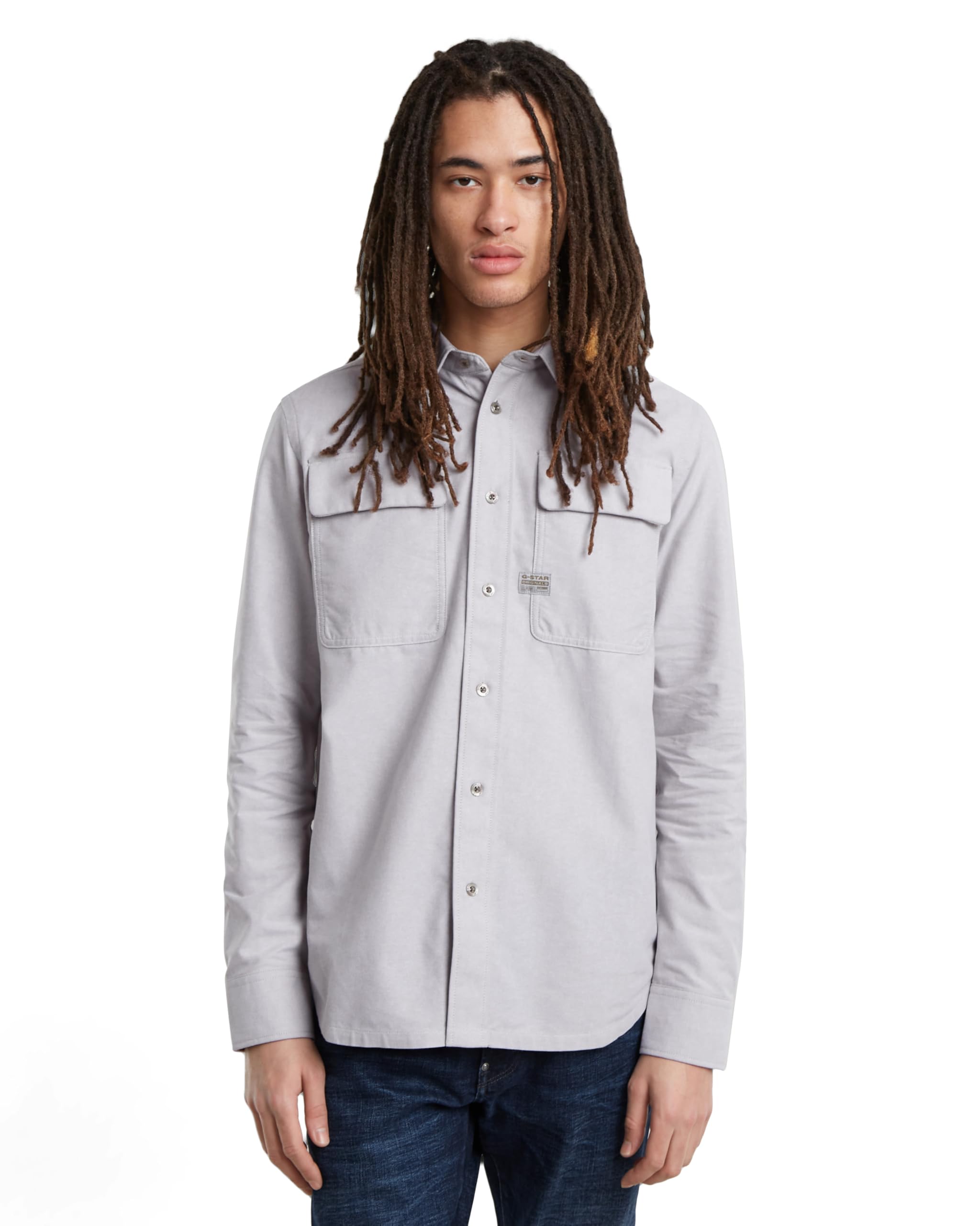 G-Star RAW Herren CPO Regular Hemd, Mehrfarben (Correct Grey/White Oxford D23583-C895-C760), XL