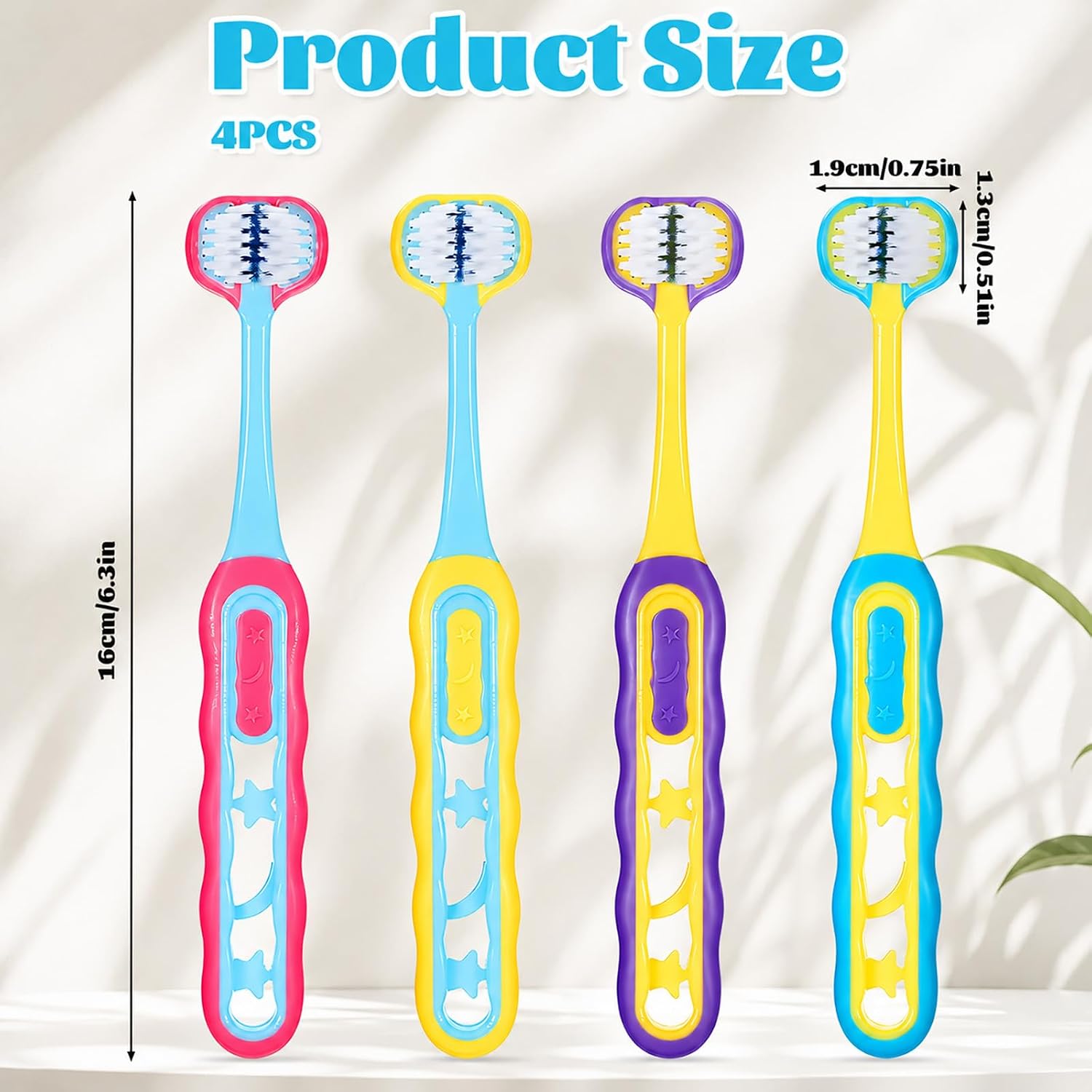 lMengjbang 4pcs Toddler Toothbrush, 3-Sided Soft Toddler Toothbrushes